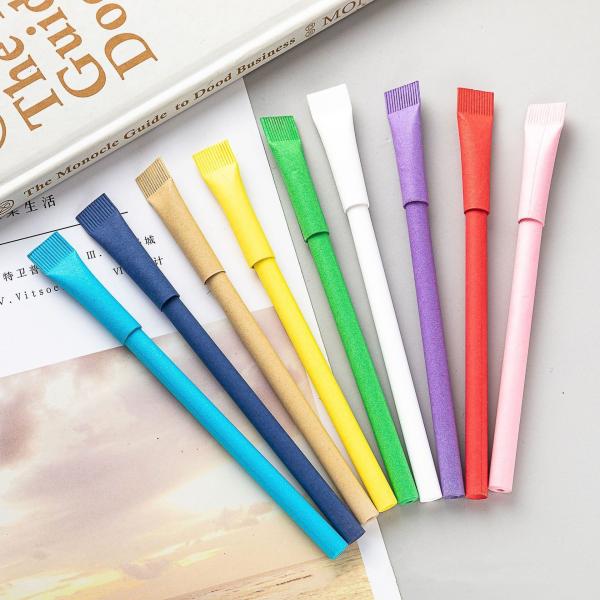 Colorful Paper Tube Creative Ball Pen Eco Friendly School Office Ball Pen Custom