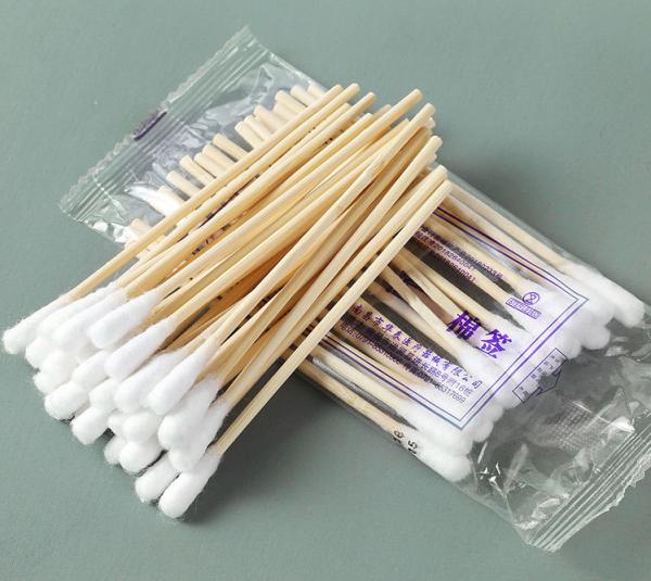 Buy cheap MS05 10cm Disposable cotton swab sterile cosmetic single head medical wooden stick cotton swab absorbent cotton swab from wholesalers