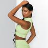 Buy cheap Striped turtleneck sports bra seamless solid color gather yoga lingerie fitness turtleneck vest from wholesalers