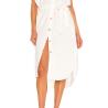 Buy cheap Summer White Casual Linen Dress Cotton Material Women Midi Dress from wholesalers
