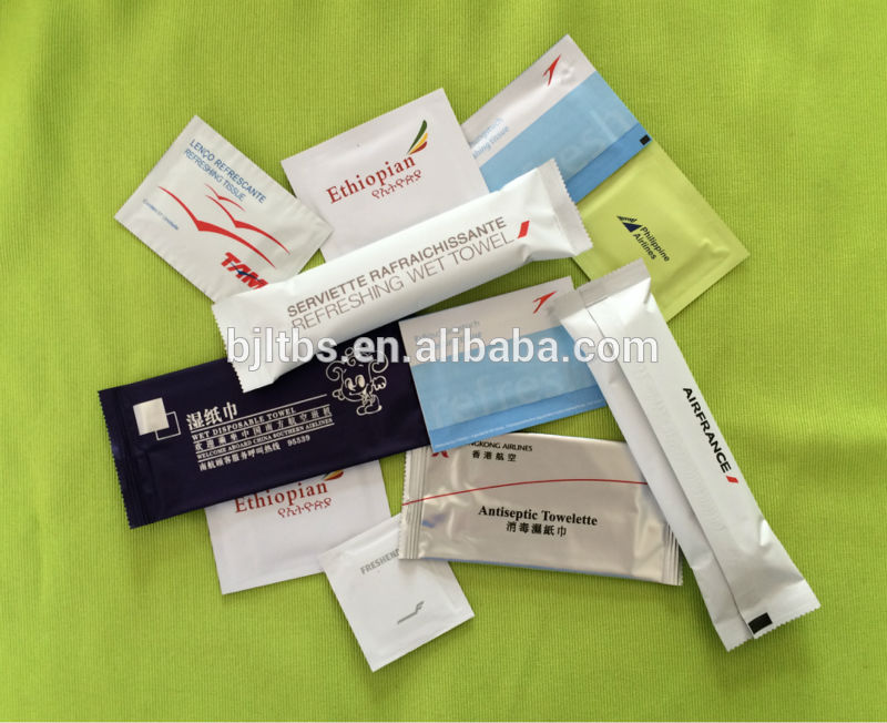 disposable individual packed customized airlines wet paper tissue