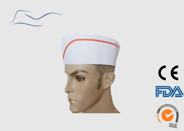 Buy cheap Children Red Stripe Disposable Head Cap Wood Free Paper Material 60 / 80G from wholesalers