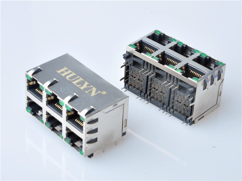 HULYN RJ45 Shielded RJ45 Modular Jack Connector,with LEDs, 2x3 Ports,RJ45 connector