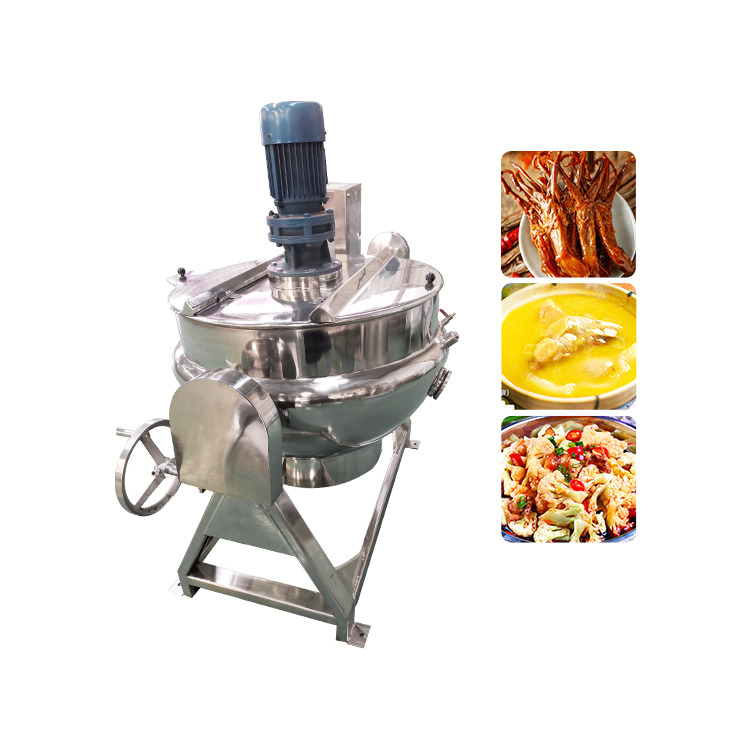 Stainless Steel Electric Tilting Boiling Pan 200 Liters Industrial Steam Jacketed Kettle Cooking With Agitator