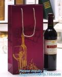 wine paper bag with handles,luxury glossy wine bottle gift paper bags,Gold Wine
