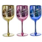 Gold Moet Chandon Plastic Coupe Glasses Acrylic Champagne Flutes 15.5oz