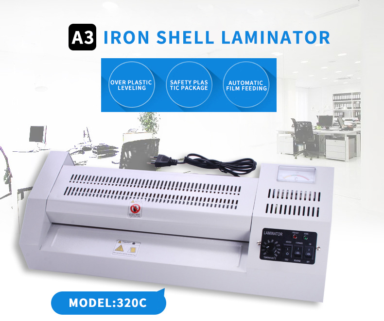 Paper Size A3 Hot and Cold Automatic Laminating Machine with 25.5mm Large Rubber Roller