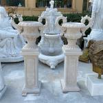 Marble Modern Flowerpot Outdoor Beige Stone Vase Planter Pot Garden Decoration