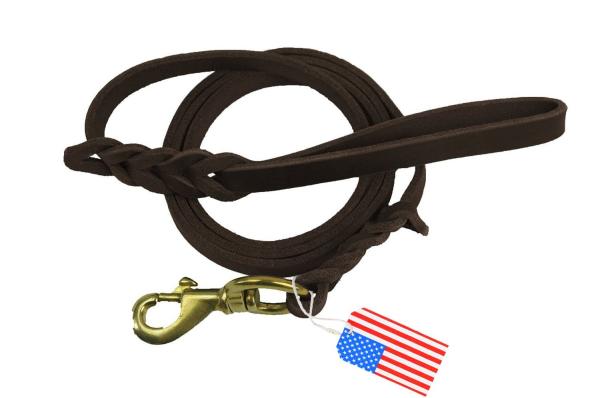 Buy cheap Brown Braided Leather Dog Leash Lead Handmade For Hunting Training Dogs from wholesalers