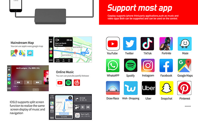 Automotive Electronic Accessories Carplay Dongle Support Online Google Map Voice Control