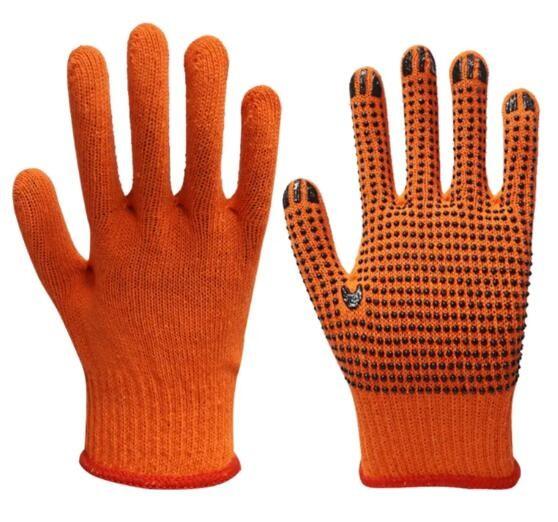 Buy cheap Hi Vis Orange Cotton Gloves 7 Gauge / 10 Gauge PVC Dot Gloves from wholesalers