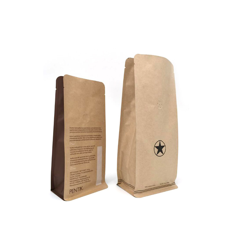 Biodegradable Kraft Paper Pouch Stand Up Compostable No Smell For Coffee Tea Nut Food