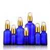 Buy cheap Frosted Blue Glass Cosmetic Face Serum Bottles Custom Empty Luxury Hair Essential Oil Dropper Bottle with Box Sample Free from wholesalers