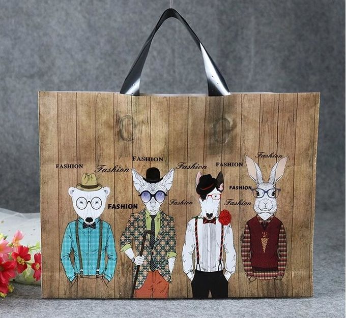 Custom print ldpe hdpe die cut handle carry poly apparel plastic merchandise gift packaging polythene shopping bag with