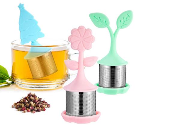 Buy cheap BPA Free Stainless Steel Tea Bag Strainer With Silicone Flower / Leaf / Christmas Tree Shape from wholesalers