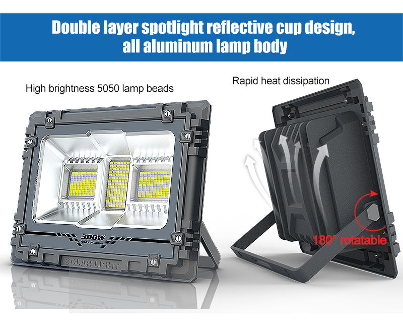 Outdoor Stadium RGB Dimmable Led Solar Flood Light IP65 Waterproof 60w 800w
