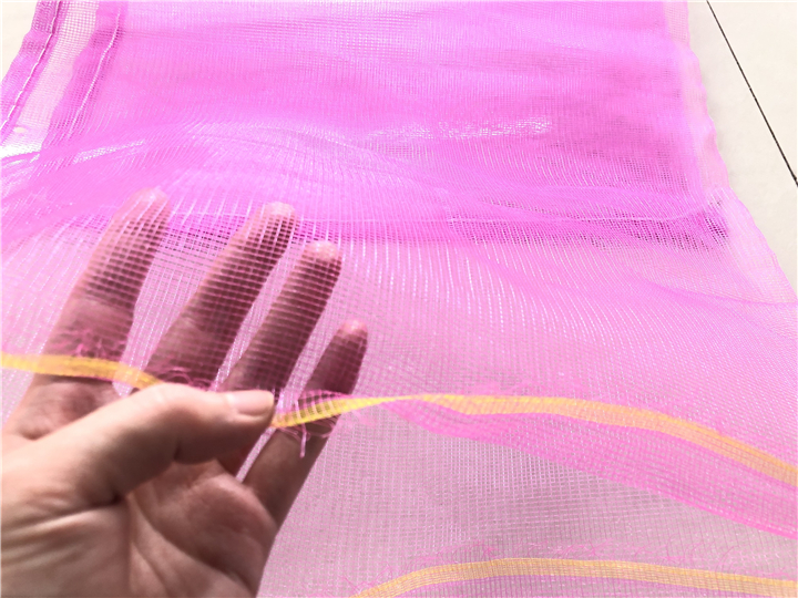 Fresh Garlic Packing Pp Fruit Pink Mesh Drawstring Bag Made of 100% PP/PE Material