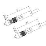 M5 Waterproof 3 Pin Male Female Connector Left / Right Angle Molding Cable