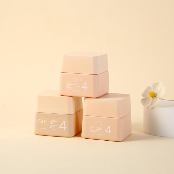 Buy cheap Glass Base Luxury Skincare Packaging Empty Trapezium Container 30g50g Pink Matt Square Mini Cosmetic Cream Jar with Cap from wholesalers