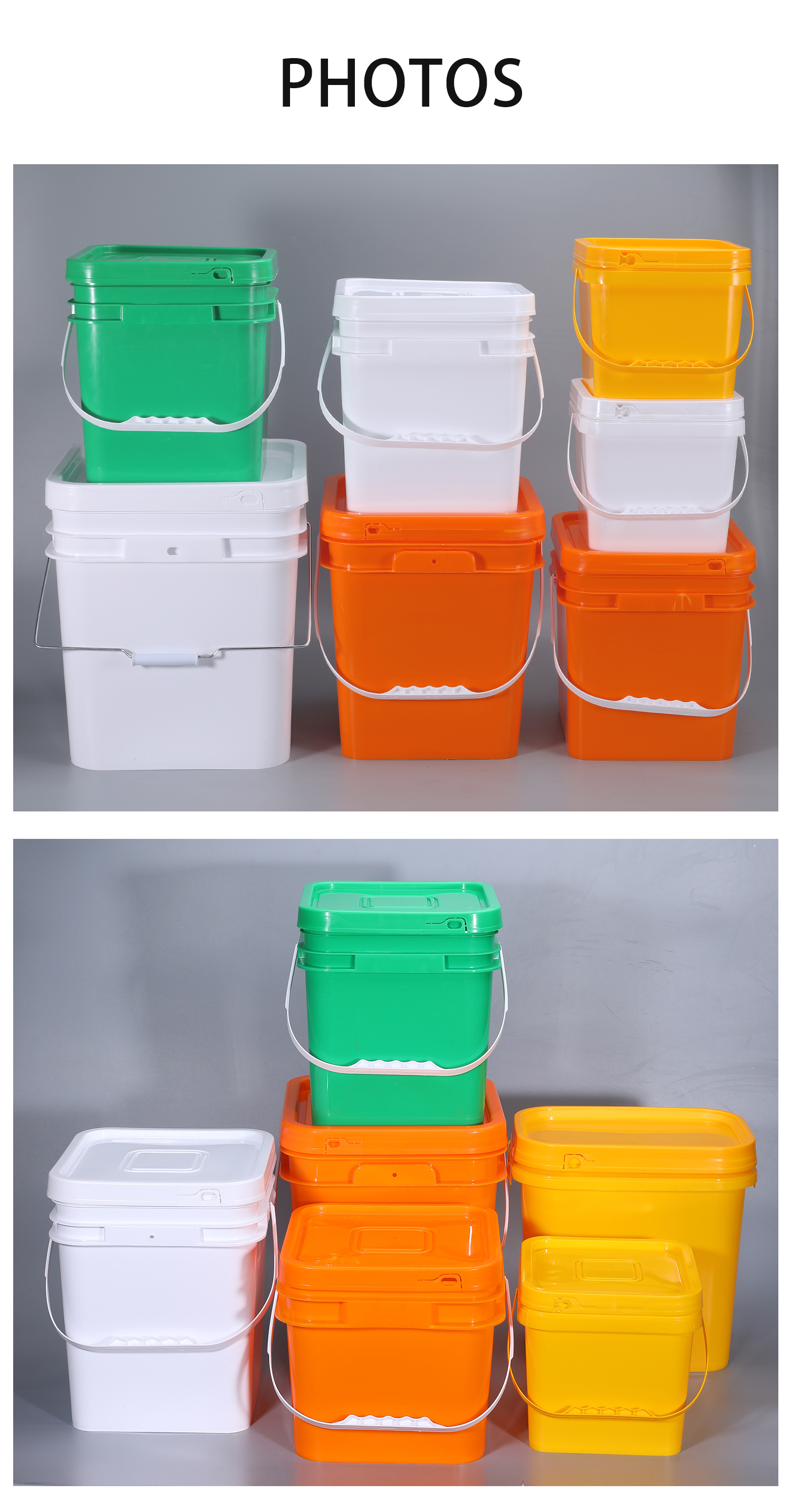 Multipurpose Food Safe Storage Buckets 4 Gallon PP Plastic Square With Lids