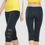 Calf Length Yoga Pants Capri Sport Pants / Gym High Waisted Black Mesh Leggings