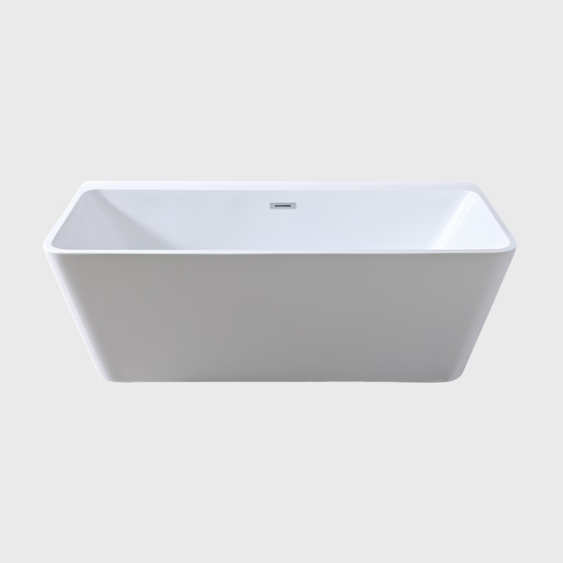 Pure Resin Fiber Glass Back To Wall Bathtubs 1700mm Floor Mounted