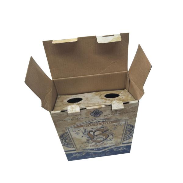 Quality Printed Single Wall Corrugated Paper Tuck Top Auto Bottom Box Twin Bottles Package for sale