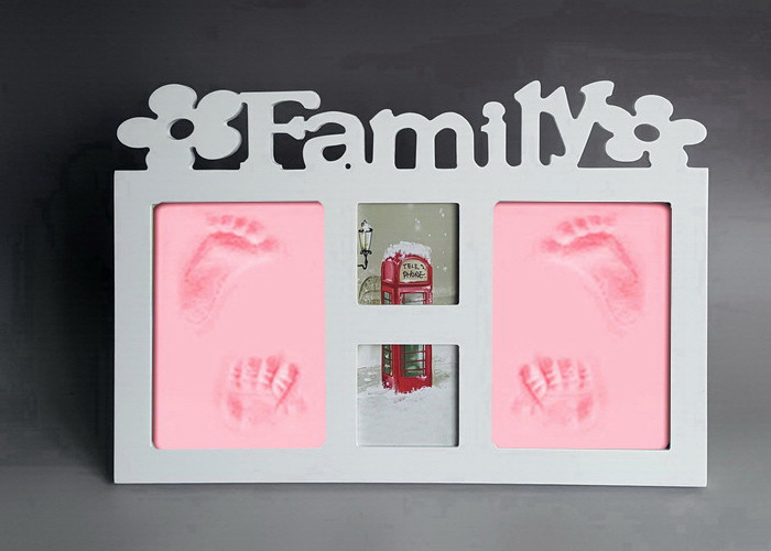 Baby Handprint Photo Frame Wooden Material For Family / Home Decoration