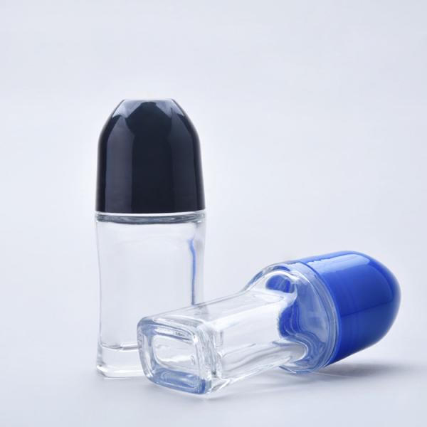 Buy cheap 50ml Large Roller Ball Bottles Colored Balck Cap Glass Roll On Bottles from wholesalers