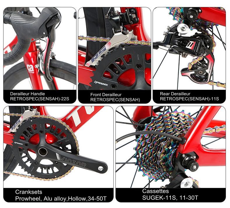 ROHS Certified Carbon Fiber Road Bike , T800 Carbon Fiber Bike Aluminum Alloy Wheelsets