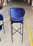 Elegant Iron Metal Base Navy Blue Fabric Bar Chair for Club Bar