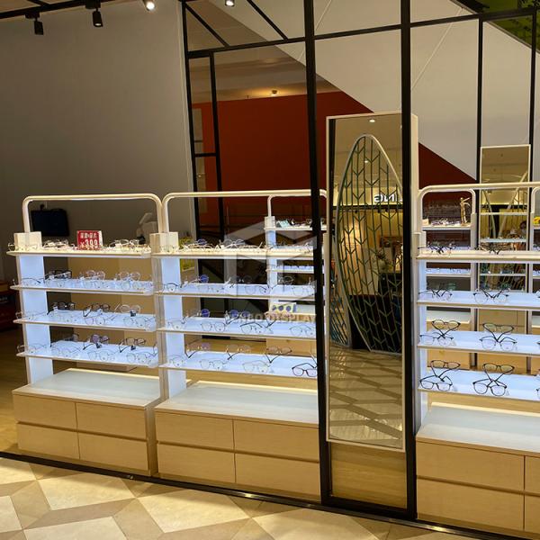 Buy cheap 3mm Thick Wood Optical Shop Display Cabinets Showroom Luxury Style from wholesalers