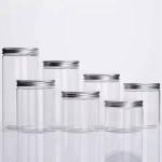 1oz 2oz 4oz 8oz Clear Plastic Jars Food Storage PET Straight Sided With Aluminum