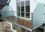 Balcony Building Railing Top - Mounted , Stainless Steel Post Glass Porch