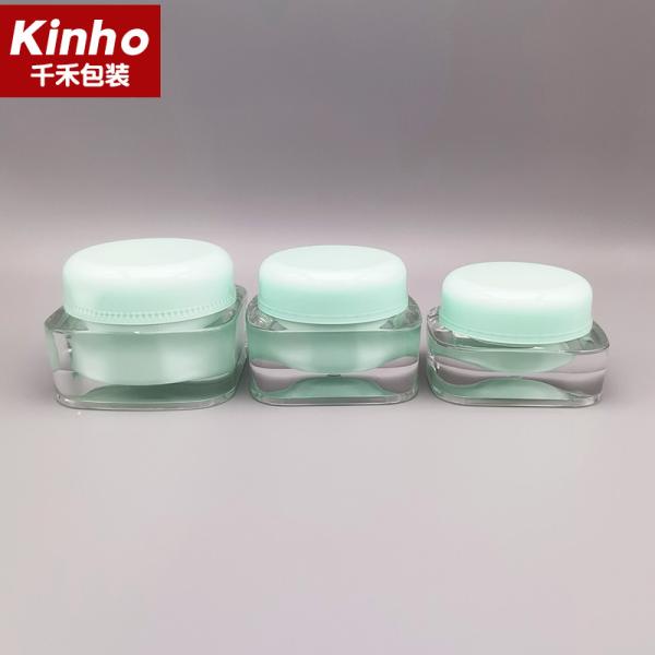 Buy cheap 15-50g Cosmetic Cream Jar Double Wall Square Acrylic Jar Round Cap from wholesalers