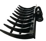 Black / Green Steel Brush Rake Excavator Attachment Sharp Tines Heavy Duty