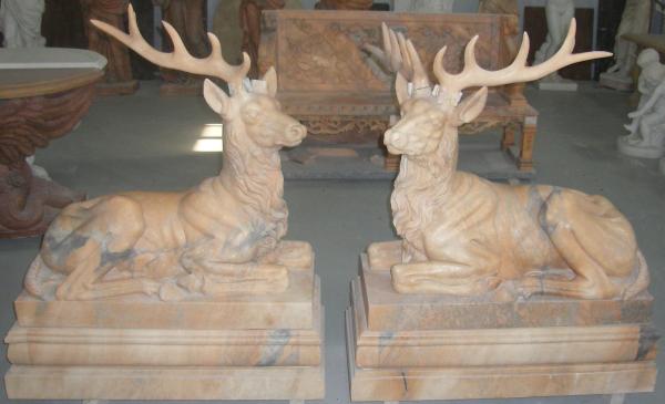 Buy cheap Deer marble sculpture for garden from wholesalers