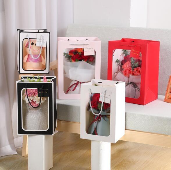 Buy cheap ISO9001 230gsm Cardboard Gift Bags With Clear Window Rectangle Shape from wholesalers