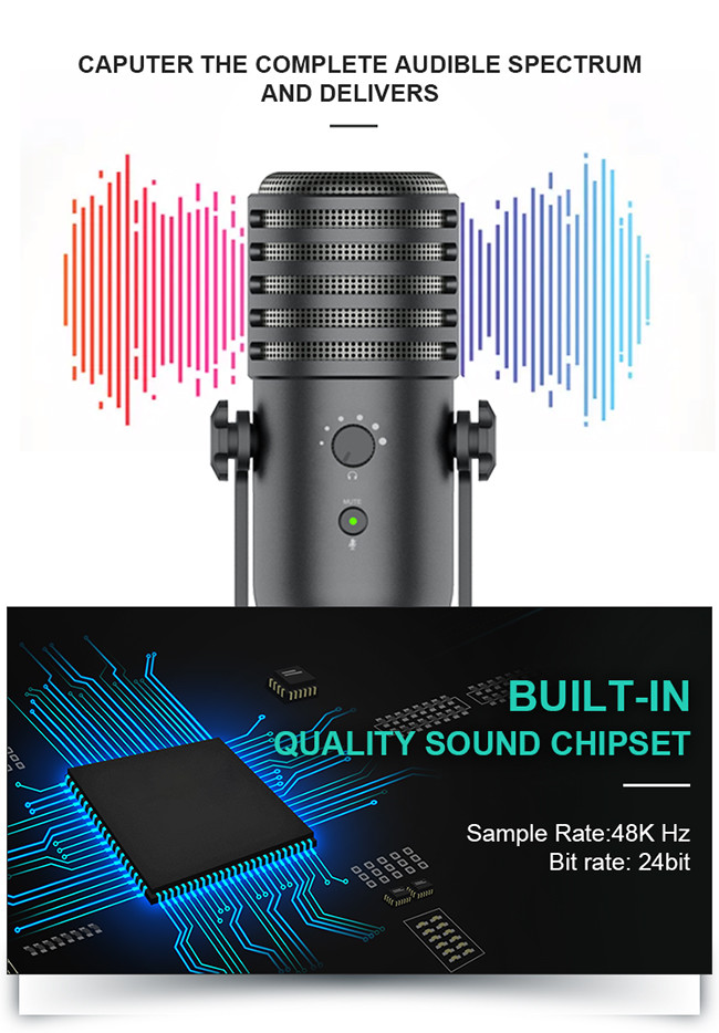 Podcast USB Dynamic Microphone For Vocal Recording Live Streaming Gaming