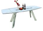 2.1 Meter Stainless HPL Dining Table , Modern Horsebelly Extension Dining Table