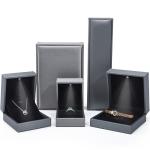 Grey Lightweight Leather LED Jewelry Box Luxury Packaging For Bracelet Necklace
