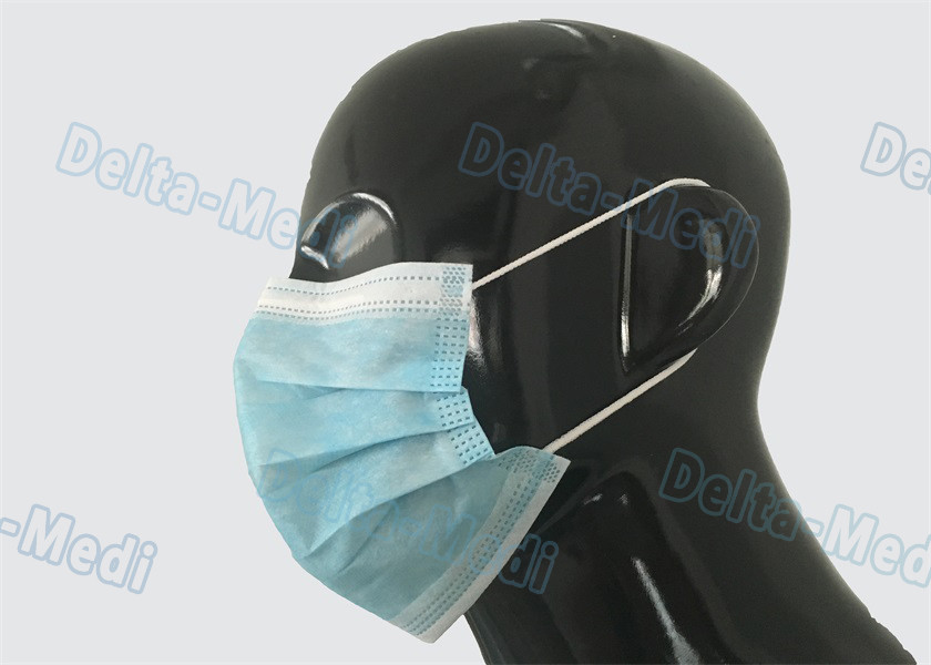 3 Ply Non Woven Earloop Disposable Face Mask Blue Color For Doctor / Patient