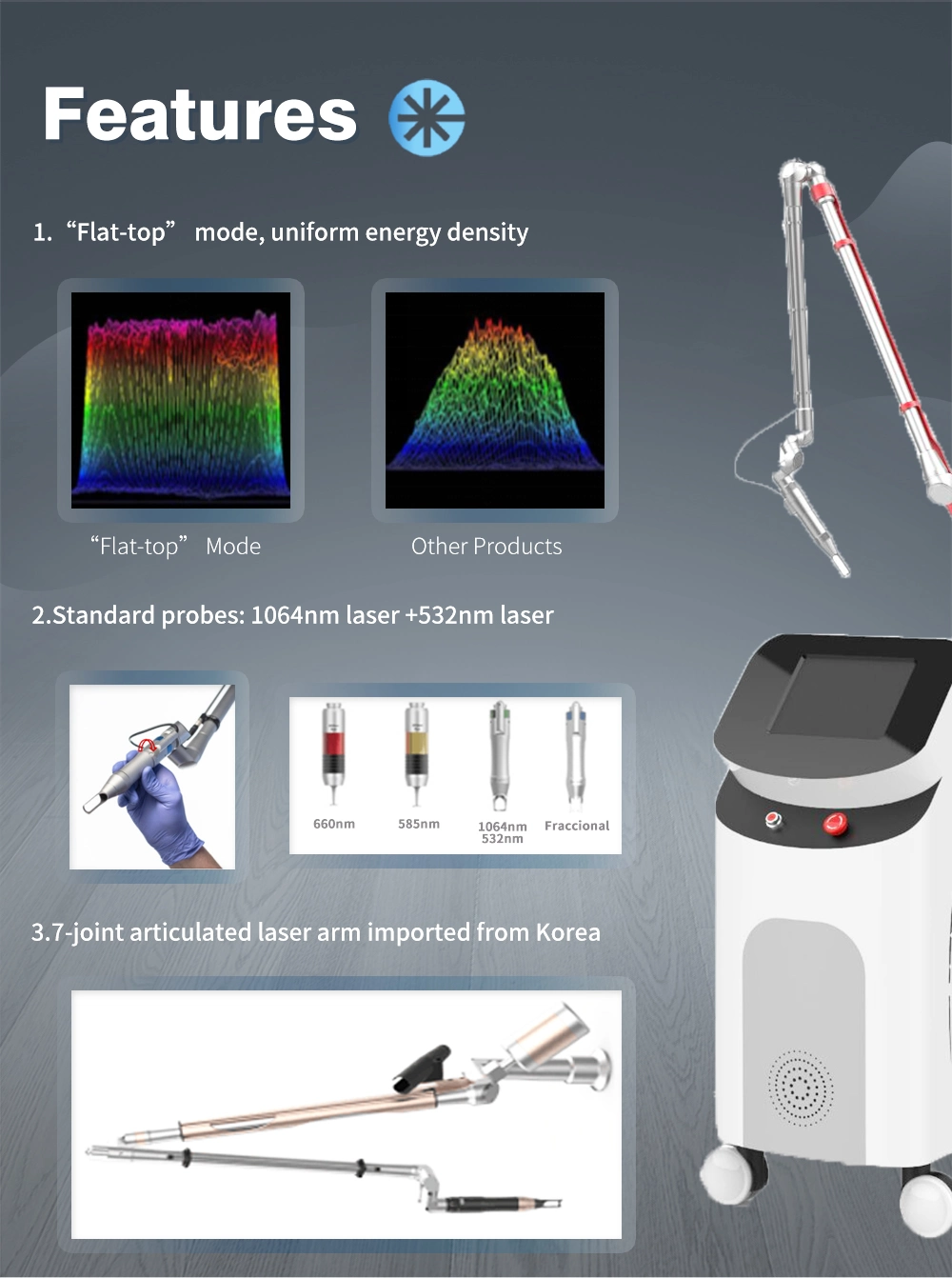 2023 Picosecond Pico Laser Tattoo Removal Machine 1064 532nm Q-Switched ND YAG