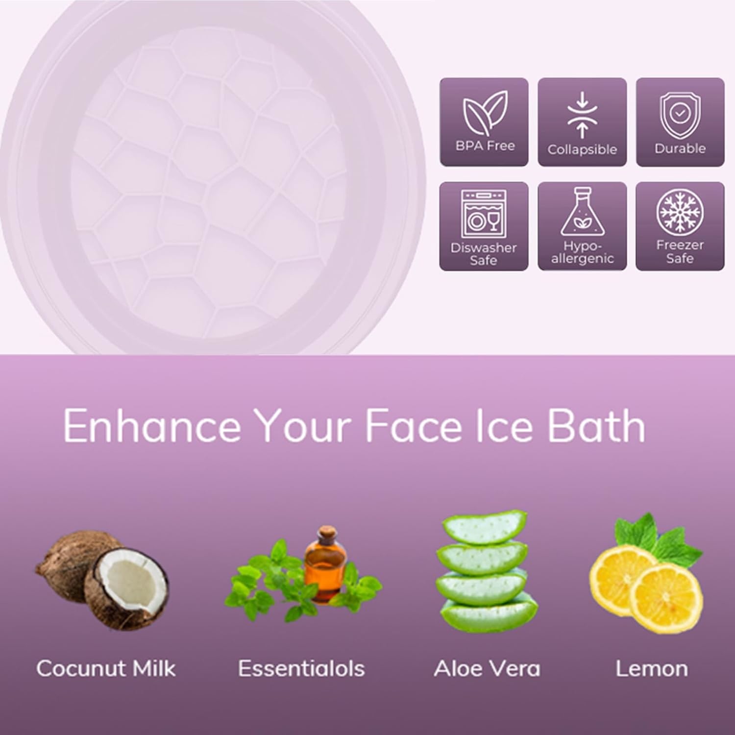 Space-Saving Silicone Foldable Ice Bowl - Multi-Purpose Cold/Hot Therapy for Face & Beauty Treatments Perfect for Ice Facial Massage & Makeup Removal