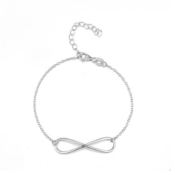 Buy cheap 10.37g 925 Silver CZ Bracelet Unisex Silver Diamond Infinity Bolo Bracelet from wholesalers
