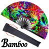 Buy cheap Bamboo Fabric Printing Logo Customized Hand Fan Foldable Large Big Size 33cm from wholesalers