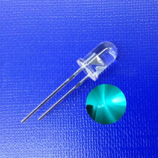Buy cheap 5mm Traffic Warning Light LED Diode 45deg 500nm Bluish Green Color 15000mcd Round Shape Clear Lens from wholesalers