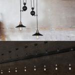 Black rustic lamp pulley pendant lights dinning room bedroom Kitchen island
