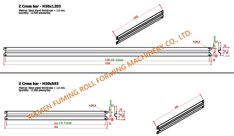 H50 Z Bar Steel Roll Forming Machine 4KW Power PLC Control System