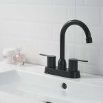 CUPC 4in Centerset 2 Handle Bathroom Faucet In Matte Black